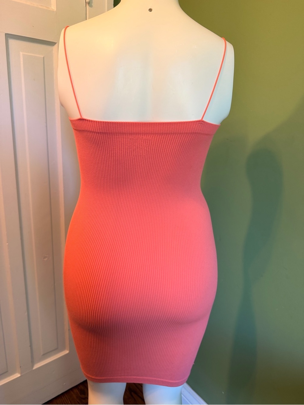 Ardene Ribbed Spaghetti Strap Mini Dress in Coral Pink - Picture 4 of 6